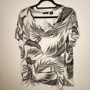 Leaf Print V-Neck Top
